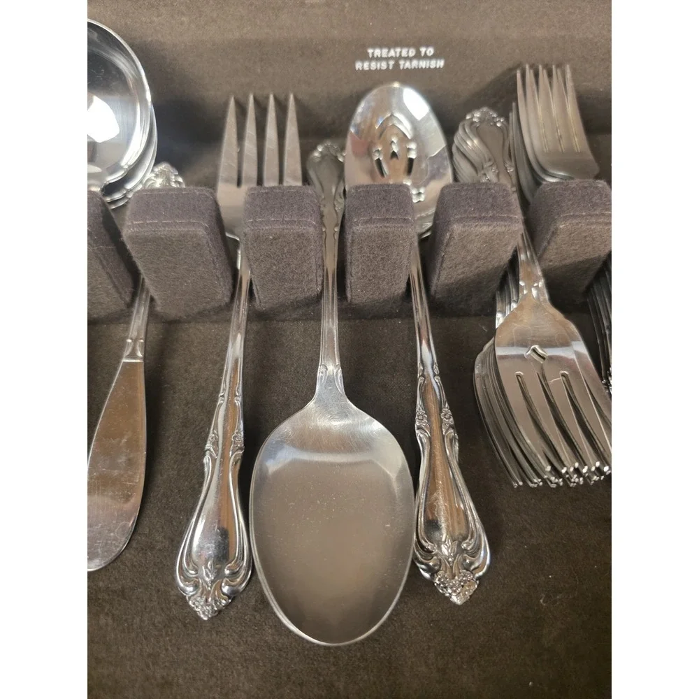 50 Pc Oneida All American BRIARWOOD Stainless Steel Flatware w Serving Spoons